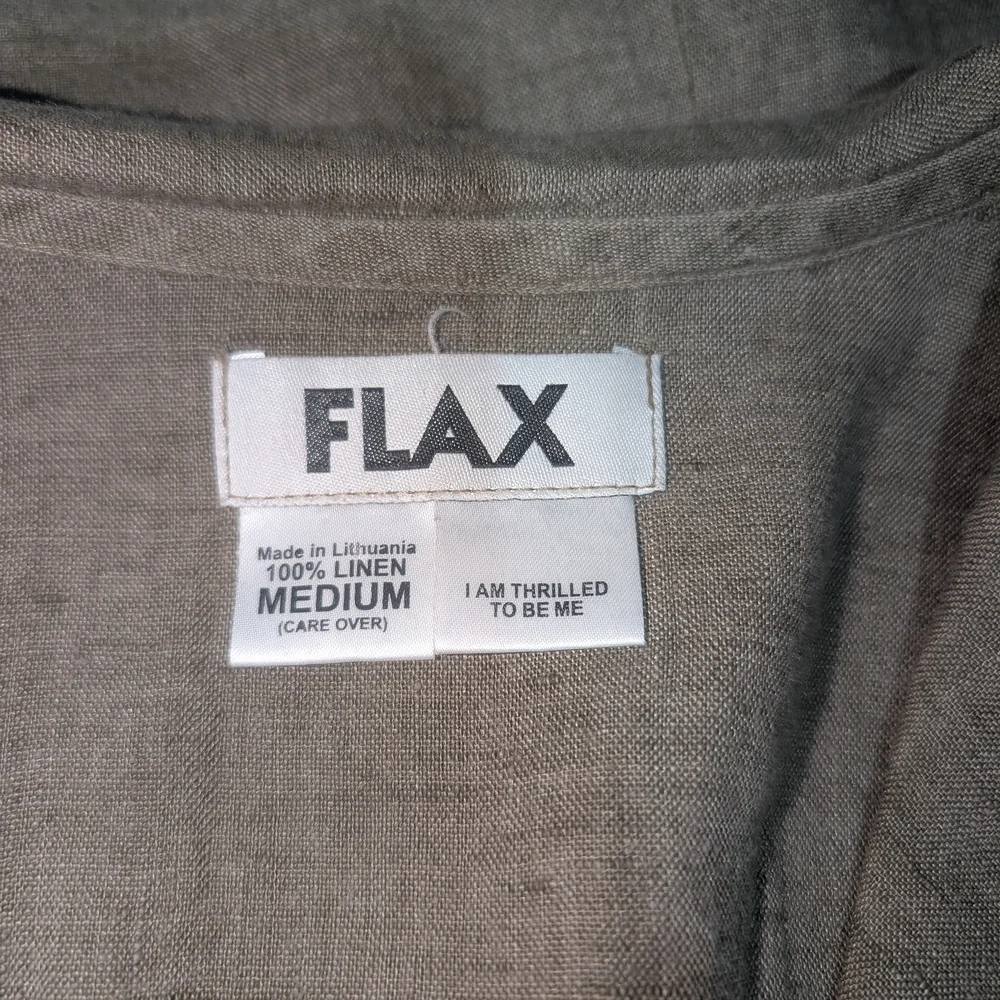 Flax Olive Green Button-Up Linen Top Size medium - Picture 6 of 6